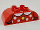 Part No: 98223pb018  Name: Duplo, Brick 2 x 4 Slope Curved Double with Yellow Button and White Collar and Polka Dots Pattern