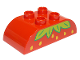 Part No: 98223pb031  Name: Duplo, Brick 2 x 4 Slope Curved Double with Lime Leaves and Yellow Seeds, Strawberry Pattern