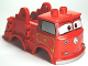 Part No: 98247pb01  Name: Duplo Car Body Truck with Cars 'Red' Fire Logo Pattern (Fits over Car Base 2 x 4)