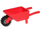 Part No: 98288c04  Name: Minifigure, Utensil Wheelbarrow with Dark Bluish Gray Pulley Wheel with Black Tire 15mm D. x 6mm Offset Tread Small - Band Around Center of Tread (98288 / 3464c04)