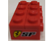 Part No: BA189pb01  Name: Stickered Assembly 4 x 2 x 1 with Black 'SF' and Scuderia Ferrari Logo Pattern on Both Sides (Stickers) - Sets 8153 / 8155 - 1 Brick 1 x 4, 1 Brick, Modified 1 x 4 with Studs on Side
