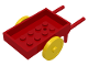 Part No: fabad6c01  Name: Fabuland Utensil Wheelbarrow, Rectangular with Yellow Wheel Pair Large with Center Stud with Fixed Red Axle (fabad6 / fabwheel2)