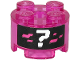 Part No: 3941pb29  Name: Brick, Round 2 x 2 with Axle Hole with White Question Mark and Dark Pink Pixels on Black Background Pattern (Sticker) - Set 71710