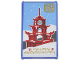 Part No: 57895pb124  Name: Glass for Window 1 x 4 x 6 with Red Temple, White Snow, and Tan Ninjago Logogram 'PLAY' and 'TEMPLE CELEBRATIONS' Pattern (Sticker) - Set 71799