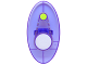 Part No: 92747pb06  Name: Minifigure, Shield Oval with Dimensions Keystone Symbol with 1 Large White and 1 Small Lime Circles Pattern