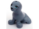 Part No: 16765pb03  Name: Seal, Friends Style with Black Nose and Eyelashes, Medium Azure Eyes Pattern