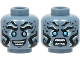 Part No: 3626cpb2828  Name: Minifigure, Head Dual Sided Alien with Black and Light Aqua Eyebrows and Markings, Medium Azure Eyes, Open Mouth Smile / Angry with Bared Teeth Pattern - Hollow Stud