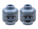Part No: 3626cpb3007  Name: Minifigure, Head Dual Sided Alien, Dark Bluish Gray Contours, Grin / Open Smile Pattern - Hollow Stud
