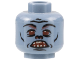 Part No: 3626pb0010  Name: Minifigure, Head Alien Troll with Black Eyebrows, Eyelids, Nose, Cheek Lines, and Chin Dimple, Red Eyes and Nostrils, Open Mouth with Teeth Parted Pattern