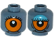 Part No: 3626pb1241  Name: Minifigure, Head Dual Sided Alien with Lower Fangs, Eyelashes, Single Orange Eye Open / Eye Half Closed with Blue Eye Shadow Pattern
