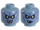 Part No: 3626pb1916  Name: Minifigure, Head Dual Sided Alien Female with Yellow Eyes, Lightning, Purple Lips and Shading, Fangs, Smile / Wink, Lopsided Smirk Pattern