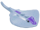 Part No: 67337pb03  Name: Manta Ray / Stingray with 2 Studs with Black Eyes, Dark Purple Markings, and Metallic Light Blue Spots Pattern