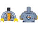 Part No: 973pb2864c01  Name: Torso Coast Guard, Jacket with Pockets and Coast Guard Logo Badge over Crew Neck Sweater Pattern / Sand Blue Arms / Yellow Hands
