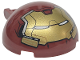 Part No: 18990pb09  Name: Windscreen 4 x 4 x 1 2/3 Canopy Dome Half Sphere with Bar Handle with Gold Hulkbuster Face with Cheeks and Silver Side Panels Pattern