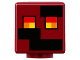 Part No: 19729pb020  Name: Minifigure, Head, Modified Cube with Pixelated Black Rectangles and Red, Orange, and Yellow Eyes Pattern (Minecraft Magma Cube)
