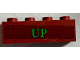 Part No: 3010pb321  Name: Brick 1 x 4 with Green 'UP' Pattern (Sticker) - Set 75978