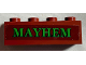 Part No: 3010pb323  Name: Brick 1 x 4 with Green 'MAYHEM' Pattern (Sticker) - Set 75978