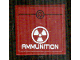 Part No: 3068pb0875  Name: Tile 2 x 2 with White Radiation Warning and 'AMMUNITION' Pattern (Sticker) - Set 8102