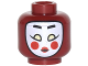 Part No: 3626cpb1777  Name: Minifigure, Head White Kabuki Mask with Black Eyebrows, Yellowish Green Eyes, Round Red Cheeks and Red Lips Pattern - Hollow Stud
