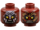 Part No: 3626pb0719  Name: Minifigure, Head Dual Sided Alien Orc with Yellow Eyes, Dark Brown Eye Shadow and Spots, Black Cheek Lines and Chin Dimple, Furrowed Brow, White Face Paint and Angry Open Mouth with Tan Sharp Teeth Parted / Dark Tan Dirt Stains and Bared Teeth Pattern