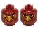 Part No: 3626pb1144  Name: Minifigure, Head Dual Sided Alien Chima Phoenix Amber Eyes, Orange Feathers, Yellow Beak, Neutral / Stern Pattern (Foltrax)