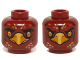 Part No: 3626pb1145  Name: Minifigure, Head Dual Sided Alien Chima Phoenix with Bright Light Orange Eyes and Beak, Gold Feathers, Neutral / Stern Pattern (Fluminox)