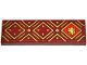Part No: 69729pb084  Name: Tile 2 x 6 with Gold Squares and Lines with Black Outlines and HP Gryffindor House Lion on Red Background Pattern (Sticker) - Set 76416