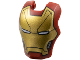 Part No: 80430pb10  Name: Minifigure, Visor Top Hinge Large with Gold Face Shield, White Eyes, Dark Silver Trim on Cheeks, Black Diagonal Forehead Lines Pattern (Iron Man Mark 46)