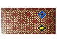 Part No: 83496pb02  Name: Tile, Modified 4 x 8 Inverted with Studs on Edges with Gold Squares and Lines with Black Outlines, HP Hufflepuff House Badger on Black Background and Ravenclaw Raven on Blue Background Pattern (Sticker) - Set 76416