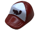 Part No: 93219pb03  Name: Minifigure, Headgear Cap - Short Curved Bill with Seams and Button on Top with Dark Brown Beaver Silhouette on White Background Pattern