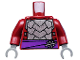 Part No: 973pb1368c01  Name: Torso Armor with Dark Purple Belt with Silver Clasp Pattern / Dark Red Arms / Dark Bluish Gray Hands
