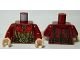 Part No: 973pb1554c01  Name: Torso LotR Robe with Large Red Bow, Gold Trim, and Ornate Gold Belt Buckle Pattern / Dark Red Arms / Light Nougat Hands