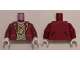 Part No: 973pb2020c01  Name: Torso Suit Jacket over T-Shirt with 100 Dollar Bill Money Print, Gold Minifigure Medallion Pattern / Dark Red Arms / White Hands
