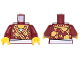 Part No: 973pb2823c01  Name: Torso Robe with Ornate Gold Trim, Crabs and White Apron Pattern / Dark Red Arms / Yellow Hands