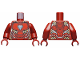 Part No: 973pb3046c01  Name: Torso Armor with Bright Light Blue Triangle Arc Reactor, Red Panels, Gold and Silver Trim Pattern (Iron Man Mark 50) / Dark Red Arms / Dark Red Hands
