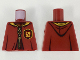 Part No: 973pb3313  Name: Torso Hooded Robe over Sweater, Bright Light Orange Collar, Gold Laces, Gryffindor Patch Pattern