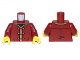 Part No: 973pb4187c01  Name: Torso Robe with Gold Trim and 3 Clasps Pattern / Dark Red Arms / Yellow Hands