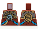 Part No: 973pb4215  Name: Torso Gold and Dark Silver Armor, Metallic Light Blue Nya Logo and Dark Azure Straps Pattern