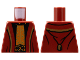 Part No: 973pb4895  Name: Torso Robe with Gold Hems, Black Shirt with Gold and Dark Orange Center Panel Pattern