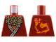 Part No: 973pb5558  Name: Torso Ninja Robe with Sand Blue Hems and Red Lines over Orange Shirt, Dark Tan Ornate Necklace, Ninjago Logogram 'WF!' and Flame with Face Logo on Back Pattern