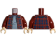 Part No: 973pb5594c01  Name: Torso Plaid Flannel Shirt Open with Dark Blue Squares over Sand Blue Sweater Pattern / Dark Red Arms / Light Nougat Hands
