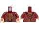 Part No: 973pb5773c01  Name: Torso Robe with Hood, Copper Filigree, Dark Orange Belt with Gold Buckle Pattern / Dark Red Arms with Copper Filigree Pattern / Light Nougat Hands