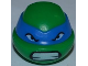 Part No: 12607pb04  Name: Minifigure, Head, Modified Ninja Turtle with Blue Mask and Teeth Pattern (Leonardo)