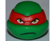 Part No: 12607pb07  Name: Minifigure, Head, Modified Ninja Turtle with Red Mask and Frown Pattern (Raphael)