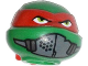 Part No: 12607pb10  Name: Minifigure, Head, Modified Ninja Turtle with Red Mask and Mouth Muffle Pattern (Raphael)