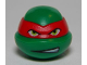 Part No: 12607pb15  Name: Minifigure, Head, Modified Ninja Turtle with Red Mask and Teeth Showing on One Side Pattern (Raphael)