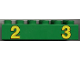 Part No: 2300pb001  Name: Duplo, Brick 2 x 6 with Yellow Numbers 2 and 3 Pattern