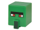 Part No: 23766pb009  Name: Minifigure, Head, Modified Cube Tall with Raised Rectangle with Pixelated Black Unibrow, Red Eyes, and Dark Green Nose Pattern (Minecraft Zombie Villager)