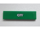 Part No: 2431pb310  Name: Tile 1 x 4 with Silver 'CITY' on Green Background Pattern (Sticker) - Set 60020