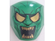 Part No: 3524pb05  Name: Large Figure Face with Brow and Nose Detail, 2 x 2 Round Brick Attachment with Gold Eyes, Open Mouth with Teeth, and Lines Pattern (Green Goblin)